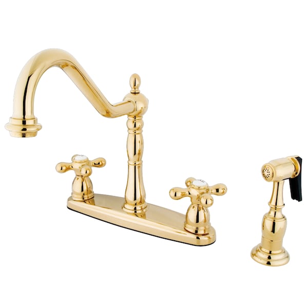 Heritage Centerset Kitchen Faucet, Polished Brass
